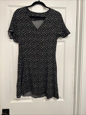 RDI Black Mini Dress with White Floral Print